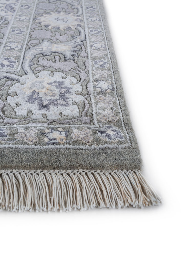 aurora grey and black wool and viscose hand knotted Rug - Corner