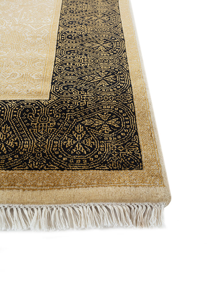 gulnar beige and brown wool and viscose hand knotted Rug - Corner