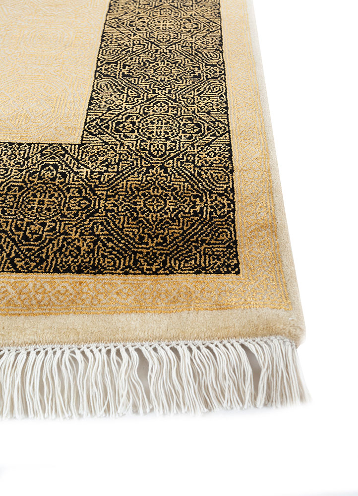 gulnar beige and brown wool and viscose hand knotted Rug - Corner