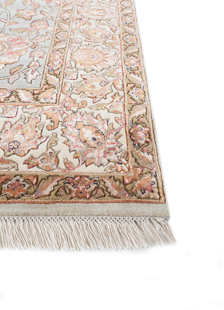 aurora beige and brown wool and viscose hand knotted Rug - Corner