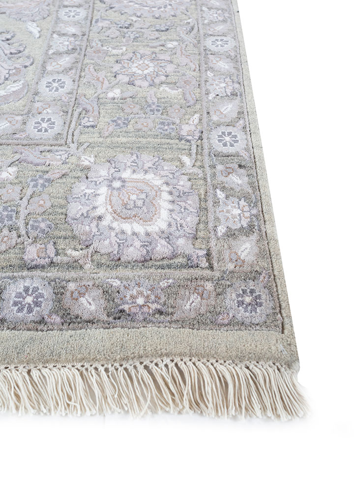 aurora beige and brown wool and viscose hand knotted Rug - Corner