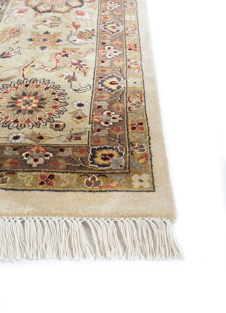 aurora gold wool and viscose hand knotted Rug - Corner