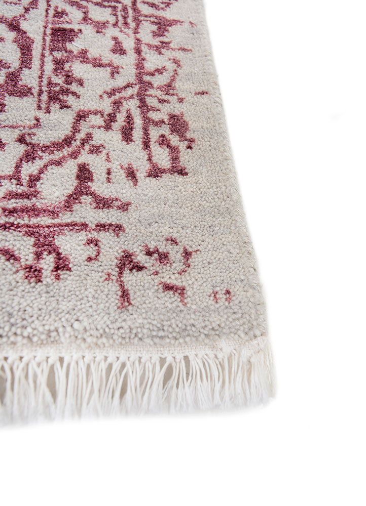 far east beige and brown wool and viscose hand knotted Rug - Corner