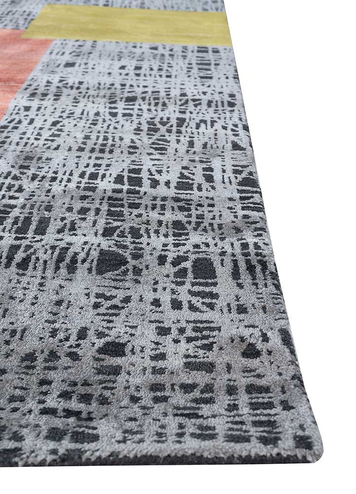 free verse by kavi blue wool and silk hand knotted Rug - Corner