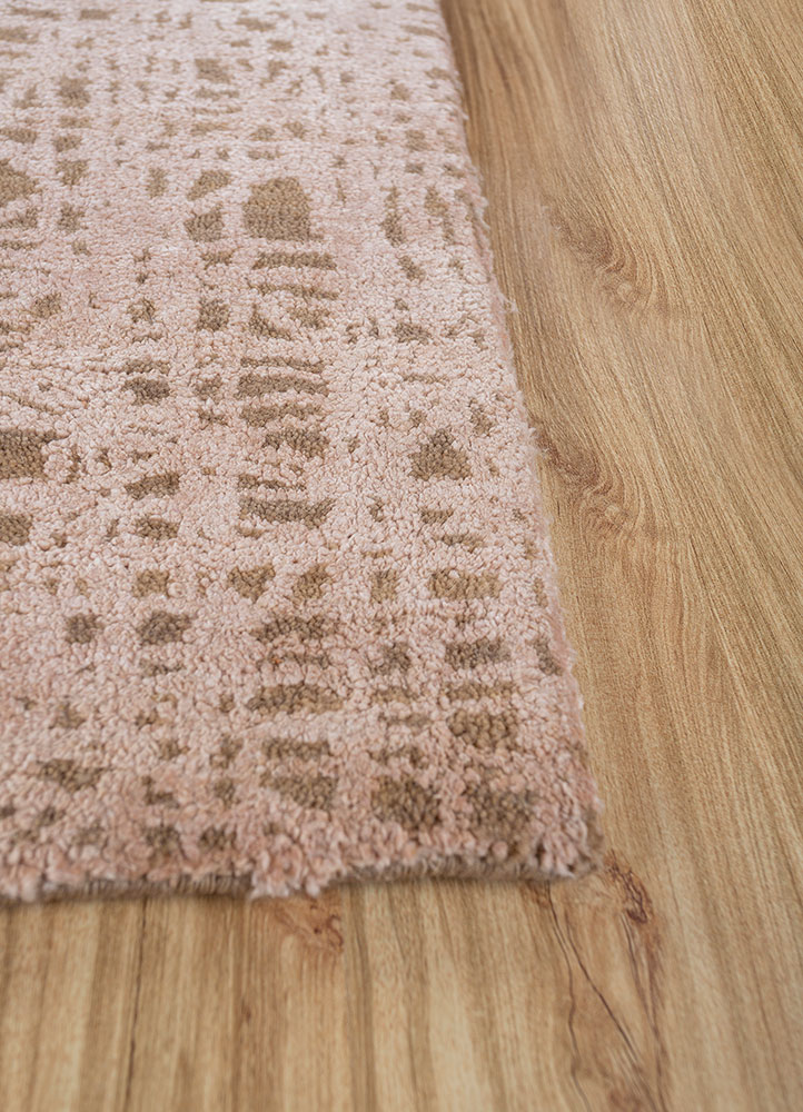 free verse by kavi beige and brown wool and silk hand knotted Rug - Corner