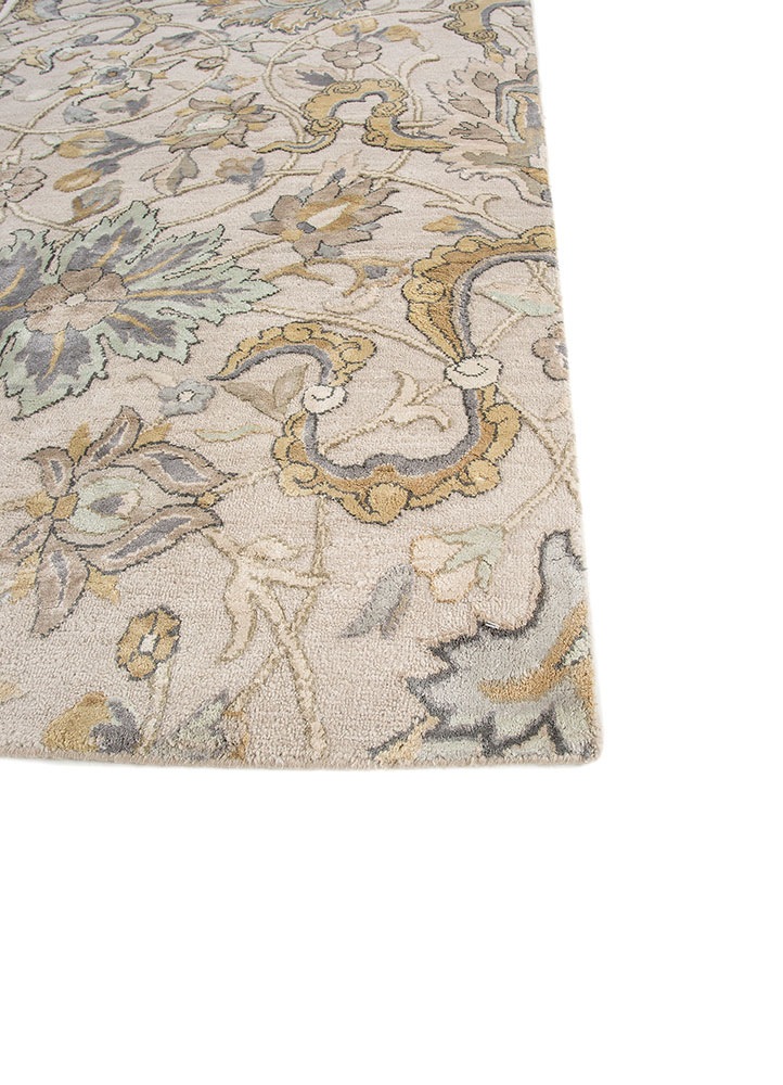 far east grey and black wool and silk hand knotted Rug - Corner