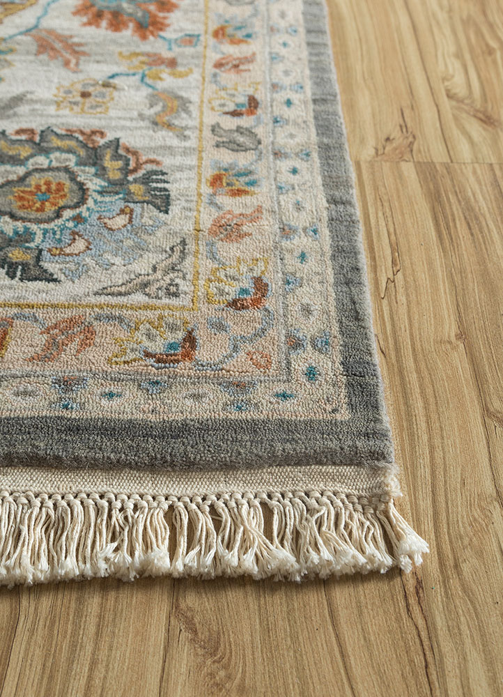 gulnar grey and black wool hand knotted Rug - Corner