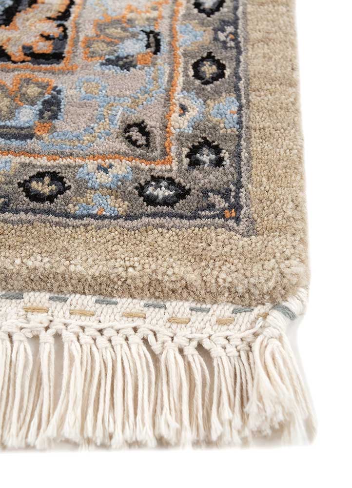 gulnar beige and brown wool hand knotted Rug - Corner