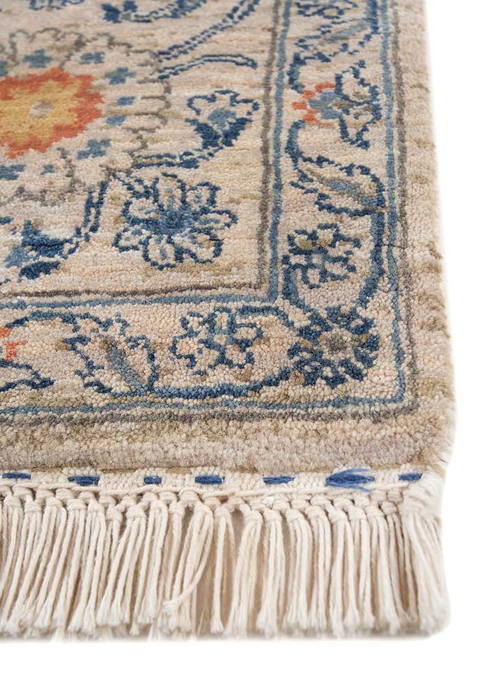 gulnar ivory wool hand knotted Rug - Corner