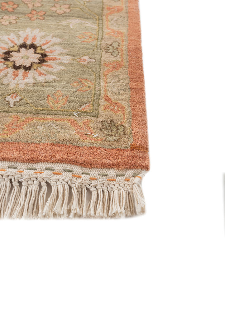 cyanna red and orange wool hand knotted Rug - Corner