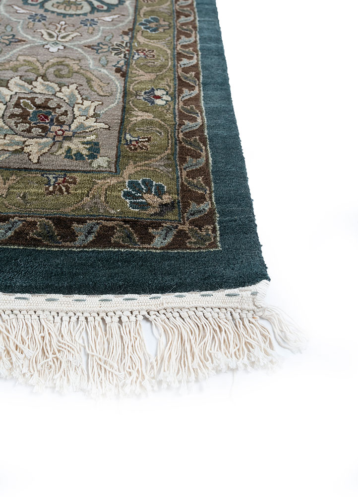 gulnar grey and black wool hand knotted Rug - Corner