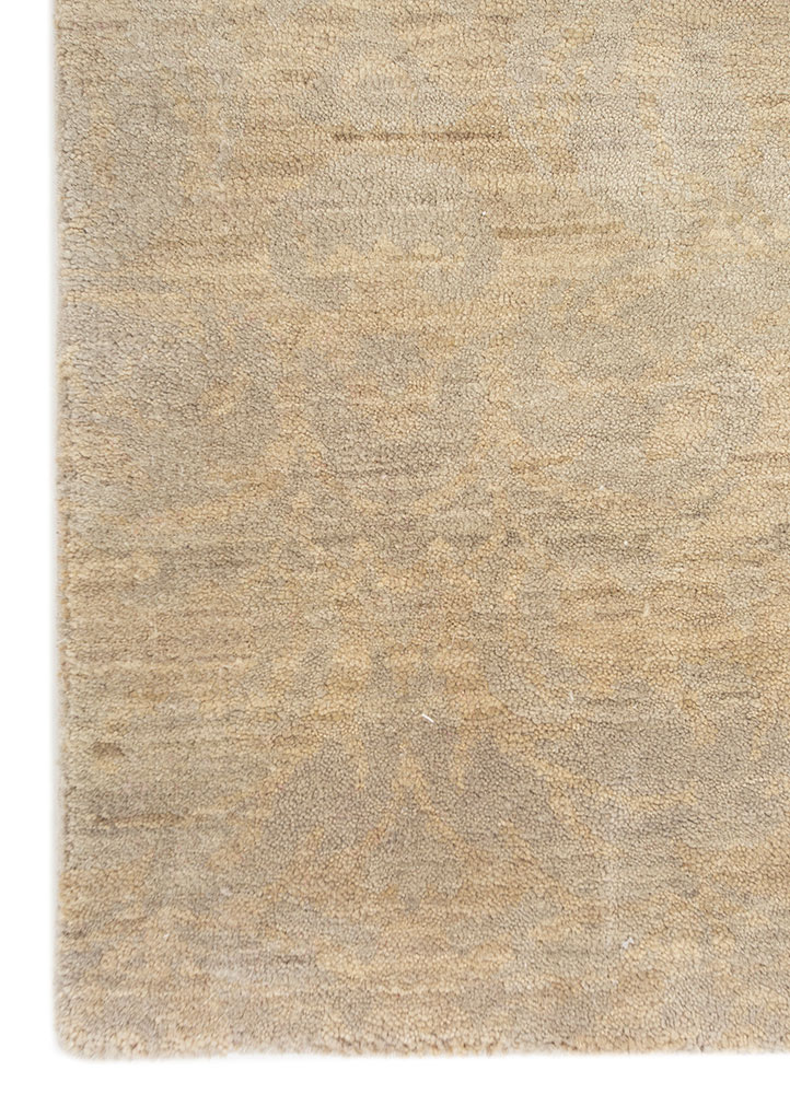 pansy ivory wool hand knotted Rug - Corner