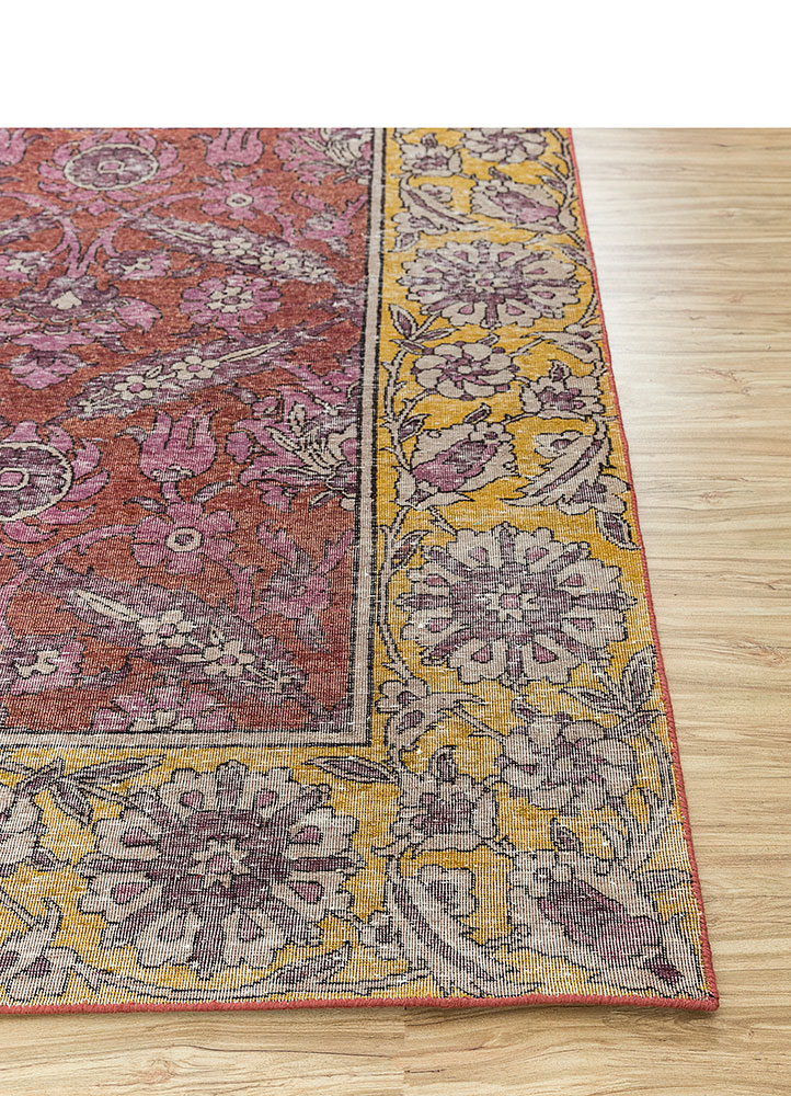 erbe red and orange wool hand knotted Rug - Corner