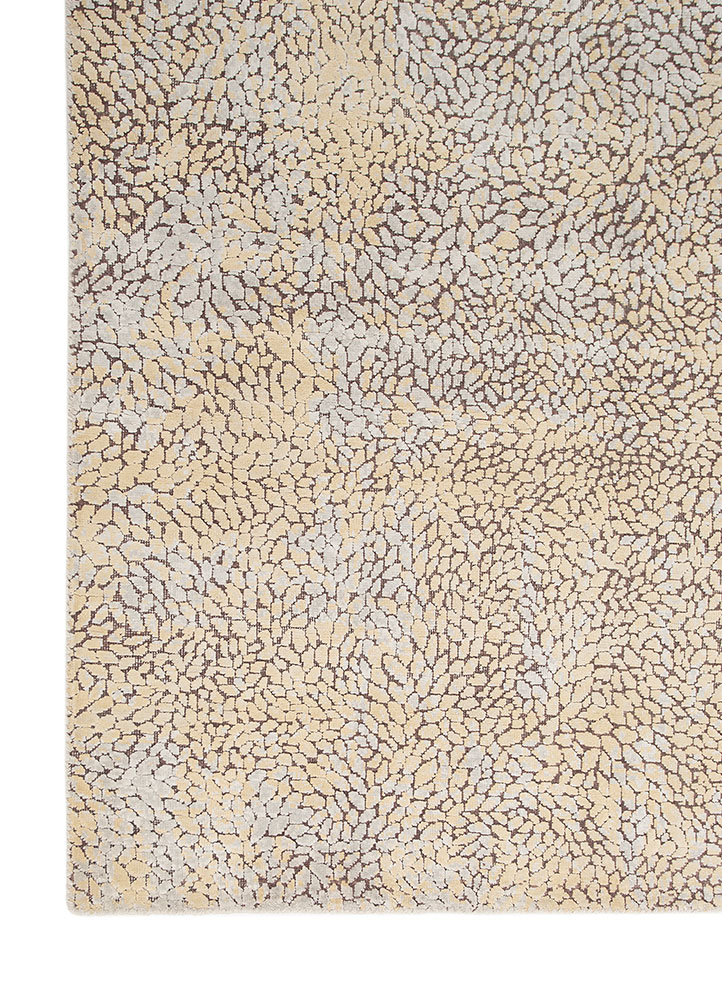 unstring by kavi grey and black wool and bamboo silk hand knotted Rug - Corner