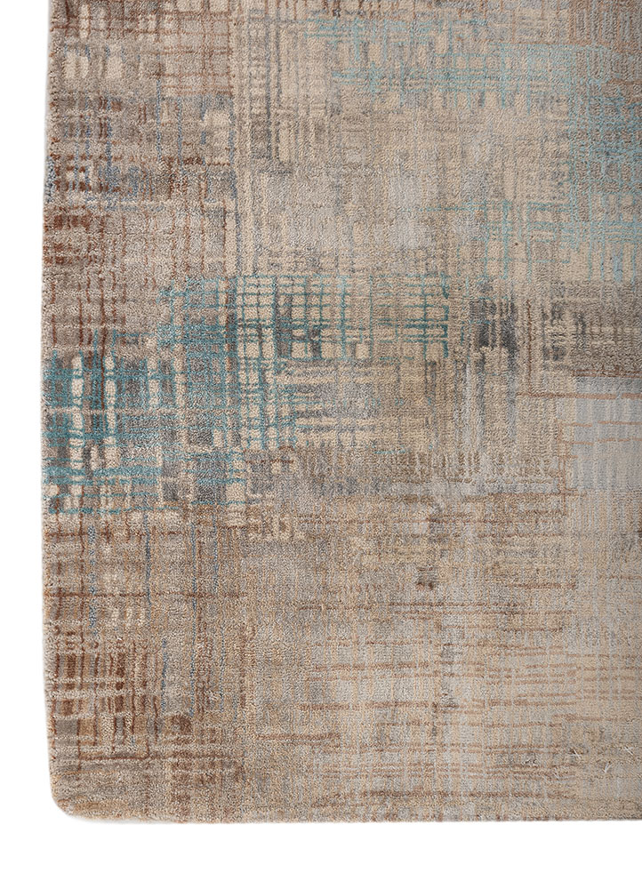 unstring by kavi ivory wool and bamboo silk hand knotted Rug - Corner