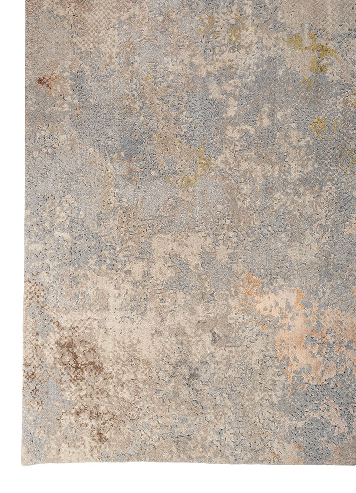 aprezo blue wool and bamboo silk hand knotted Rug - Corner