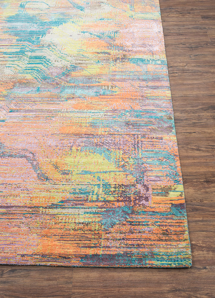 unstring by kavi multi wool and bamboo silk hand knotted Rug - Corner