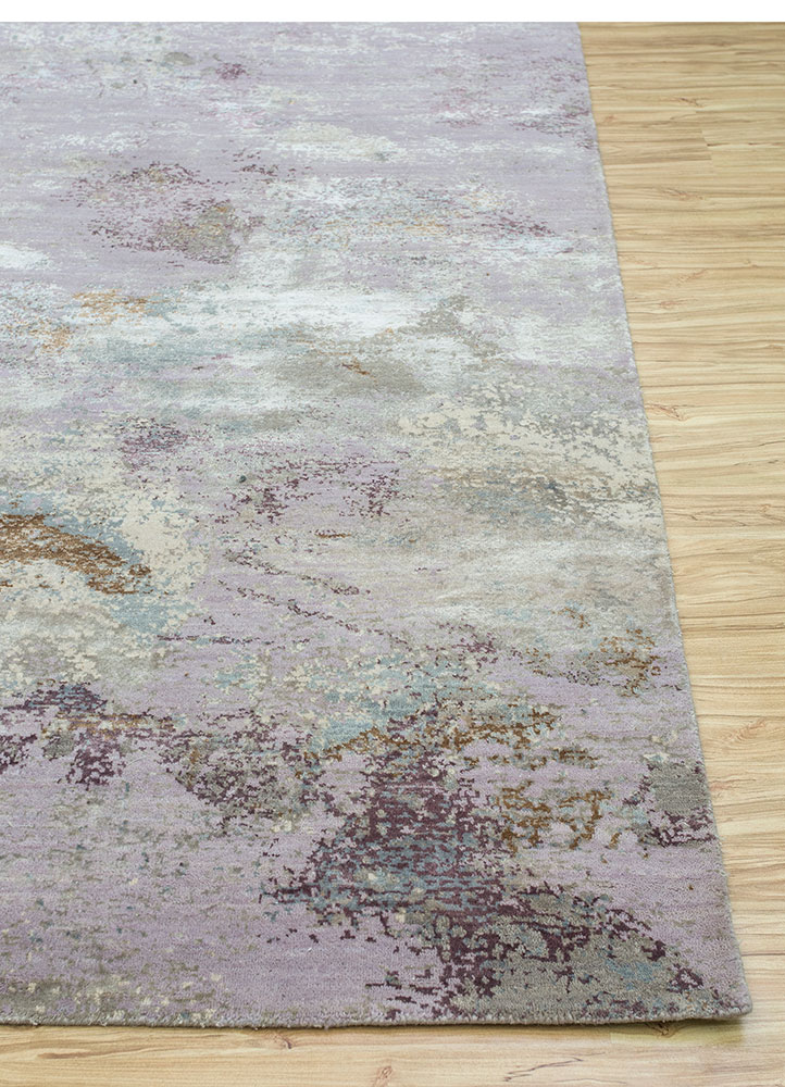 unstring by kavi red and orange wool and bamboo silk hand knotted Rug - Corner