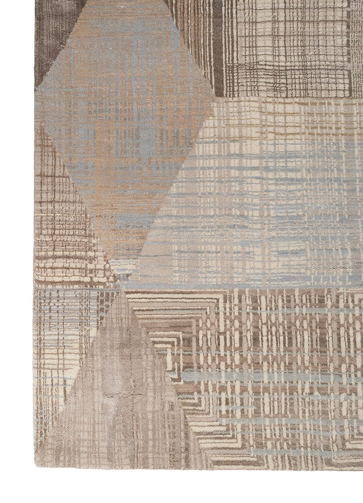 unstring by kavi ivory wool and bamboo silk hand knotted Rug - Corner