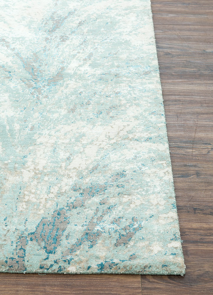 tattvam blue wool and bamboo silk hand knotted Rug - Corner