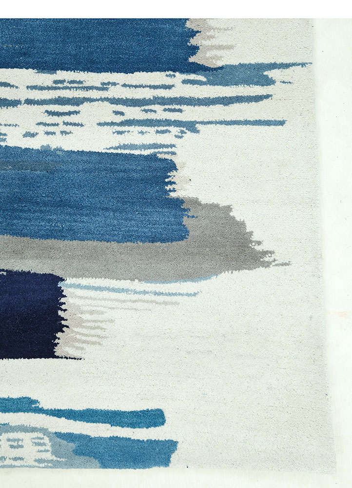 caliedo blue wool hand tufted Rug - Corner