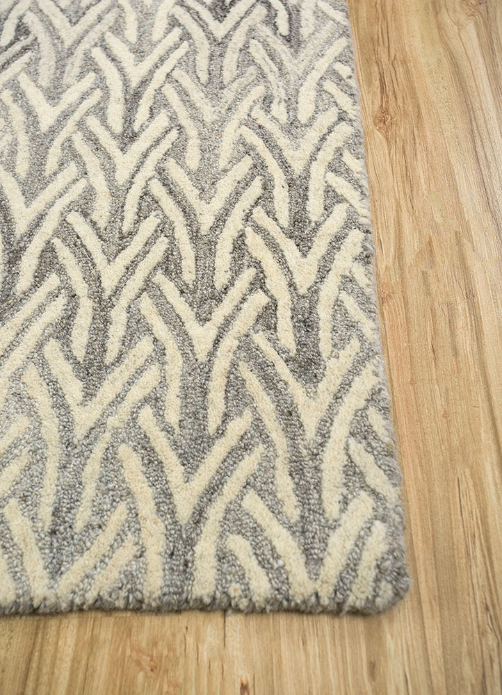 pathways beige and brown wool hand tufted Rug - Corner