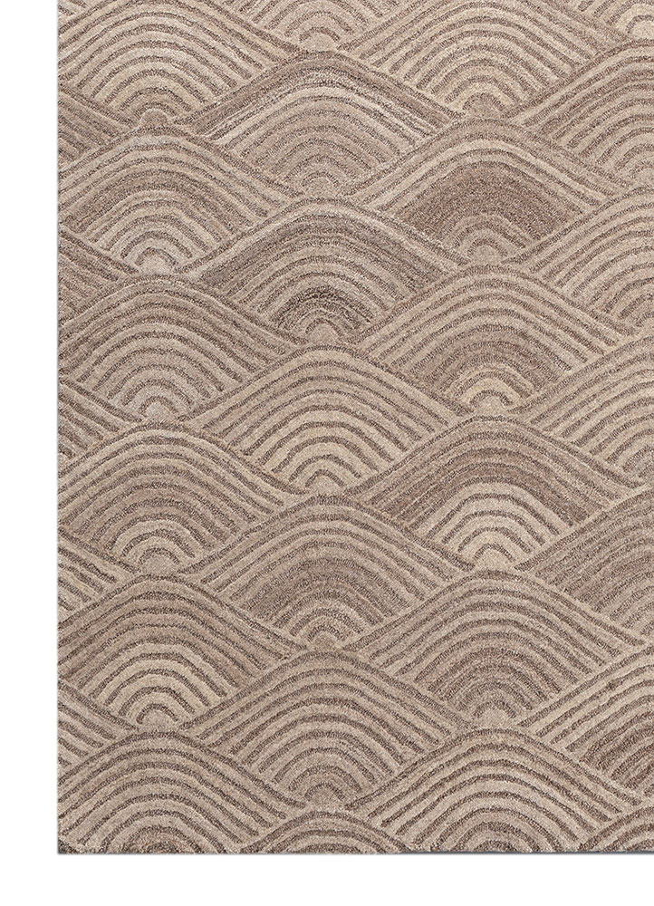 pathways beige and brown wool hand tufted Rug - Corner