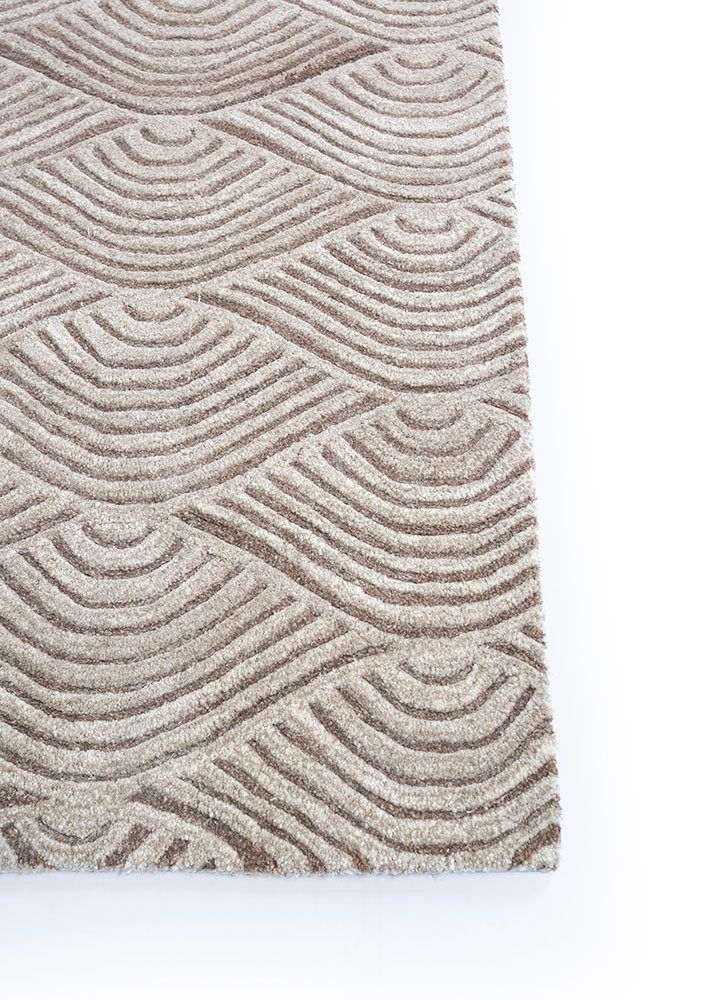 pathways beige and brown wool hand tufted Rug - Corner