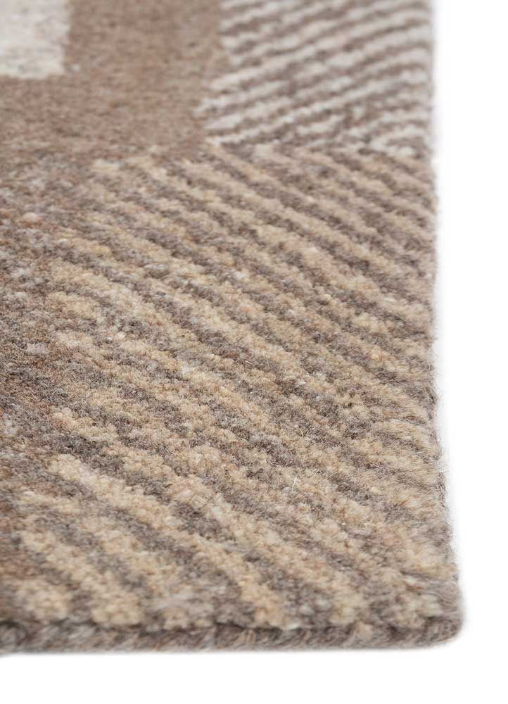 pathways beige and brown wool hand tufted Rug - Corner