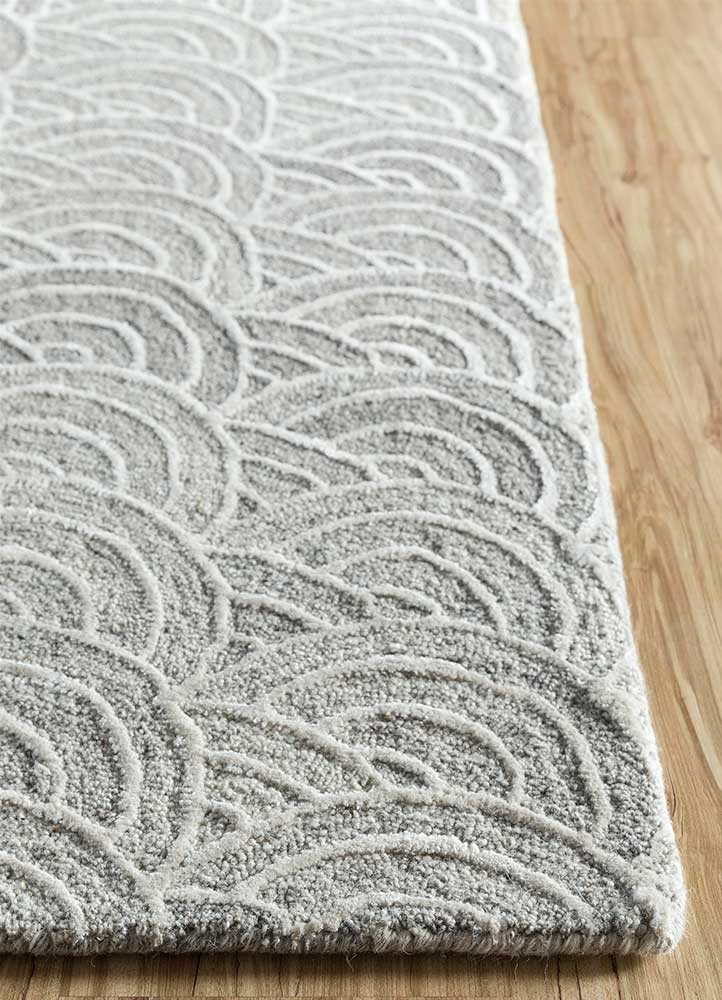 pathways grey and black wool and viscose hand tufted Rug - Corner