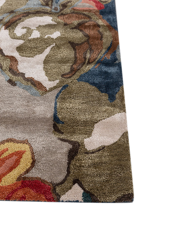 hacienda blue wool and viscose hand tufted Rug - Corner