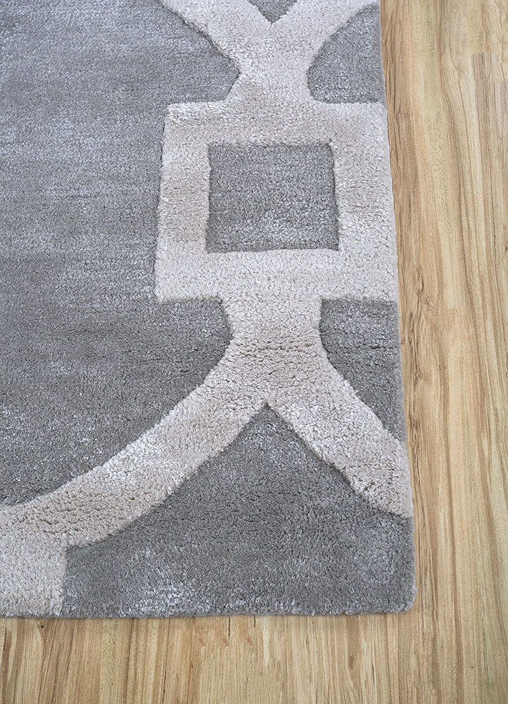 contour grey and black wool and viscose hand tufted Rug - Corner
