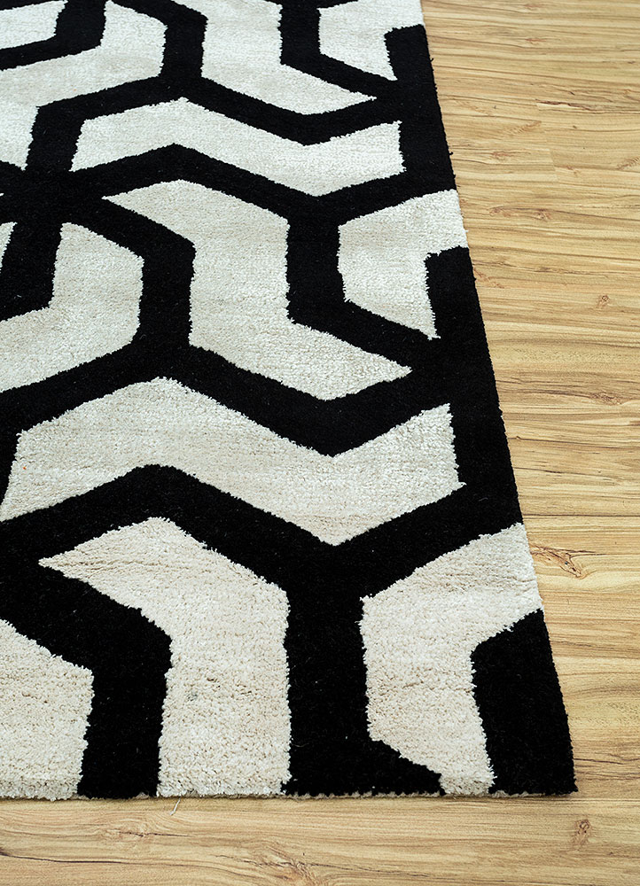 contour grey and black wool and viscose hand tufted Rug - Corner