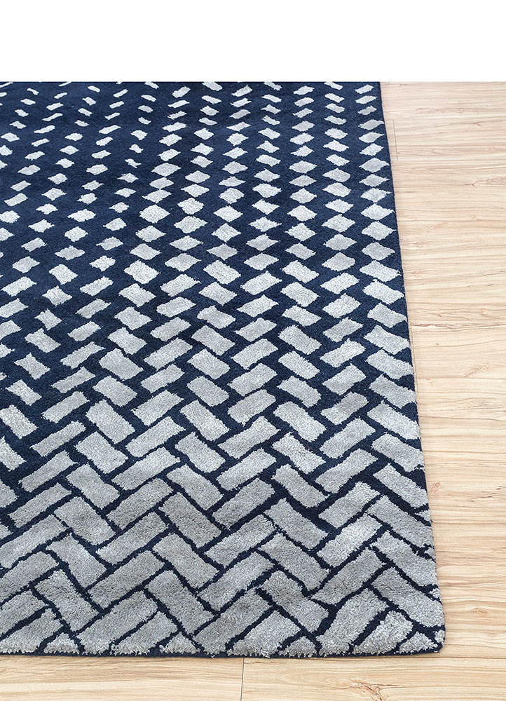 contour grey and black wool and viscose hand tufted Rug - Corner