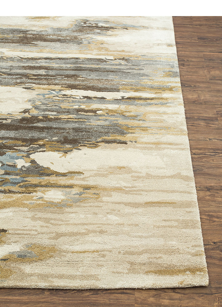 genesis ivory wool and viscose hand tufted Rug - Corner