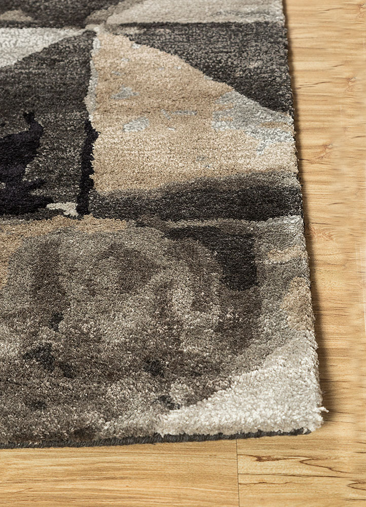 genesis grey and black wool and viscose hand tufted Rug - Corner