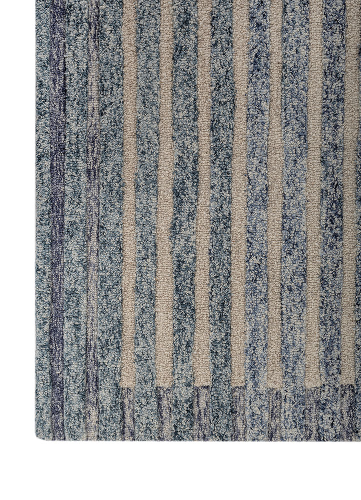 caliedo blue wool hand tufted Rug - Corner
