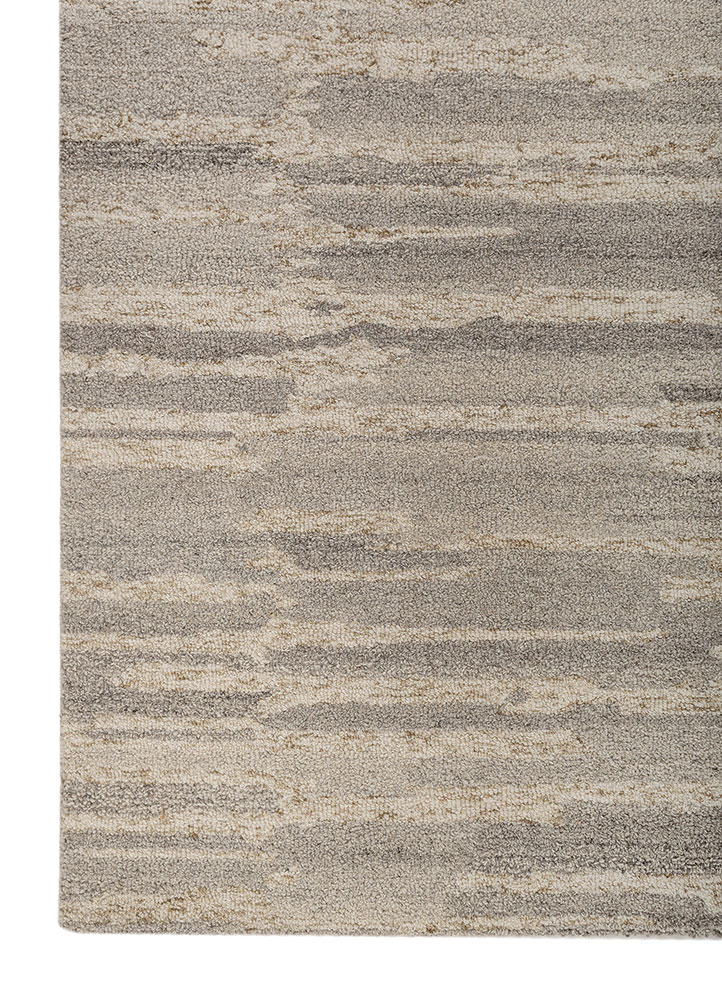 pathways beige and brown wool hand tufted Rug - Corner