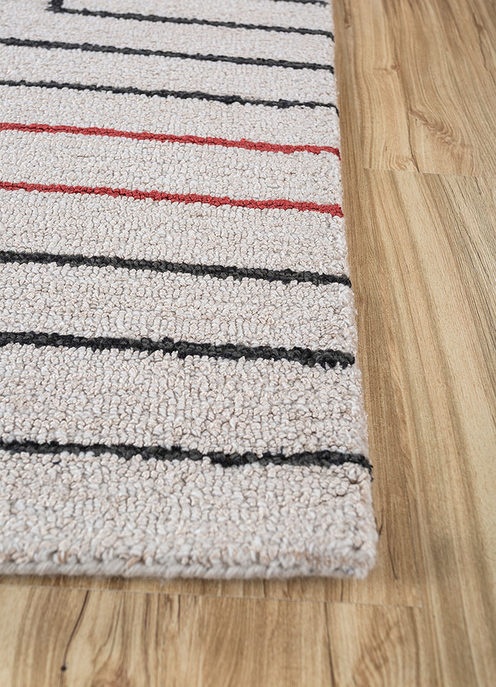 contour ivory wool and viscose hand tufted Rug - Corner