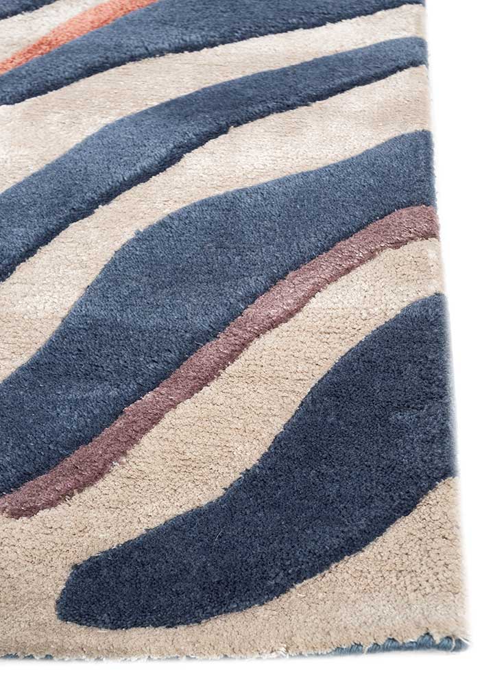 wild wanderlust blue wool and viscose hand tufted Rug - Corner