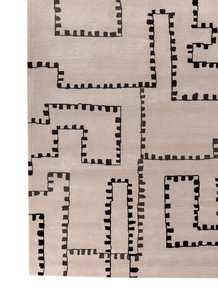 contour ivory wool and viscose hand tufted Rug - Corner