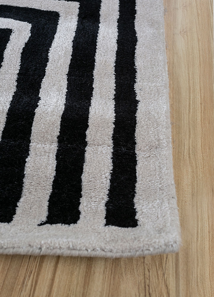 adrift grey and black wool and viscose hand tufted Rug - Corner