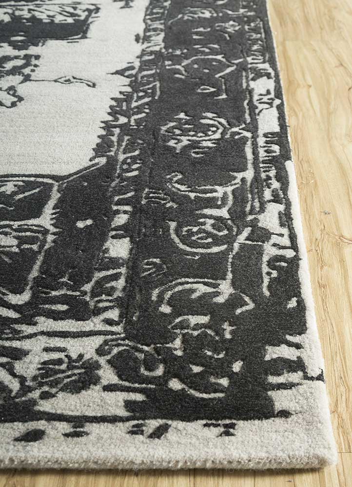 mythos grey and black wool and viscose hand tufted Rug - Corner