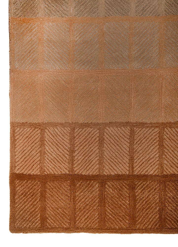 cera red and orange wool and viscose hand tufted Rug - Corner