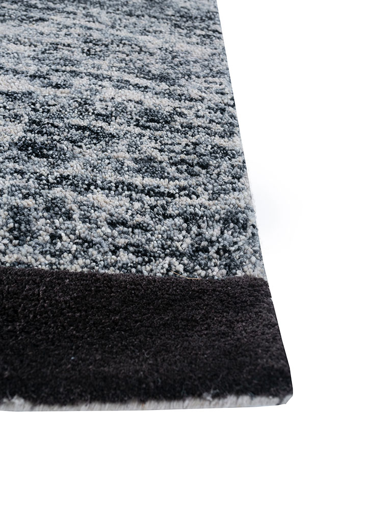 white noise grey and black wool and viscose hand tufted Rug - Corner