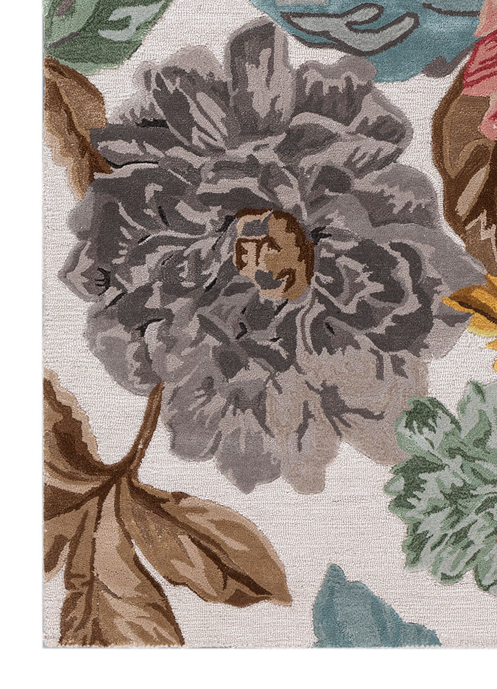 hacienda ivory wool and viscose hand tufted Rug - Corner