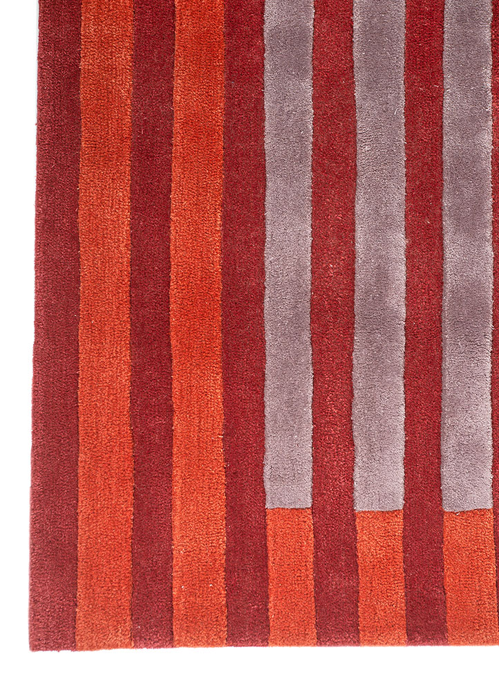 caliedo red and orange wool and viscose hand tufted Rug - Corner