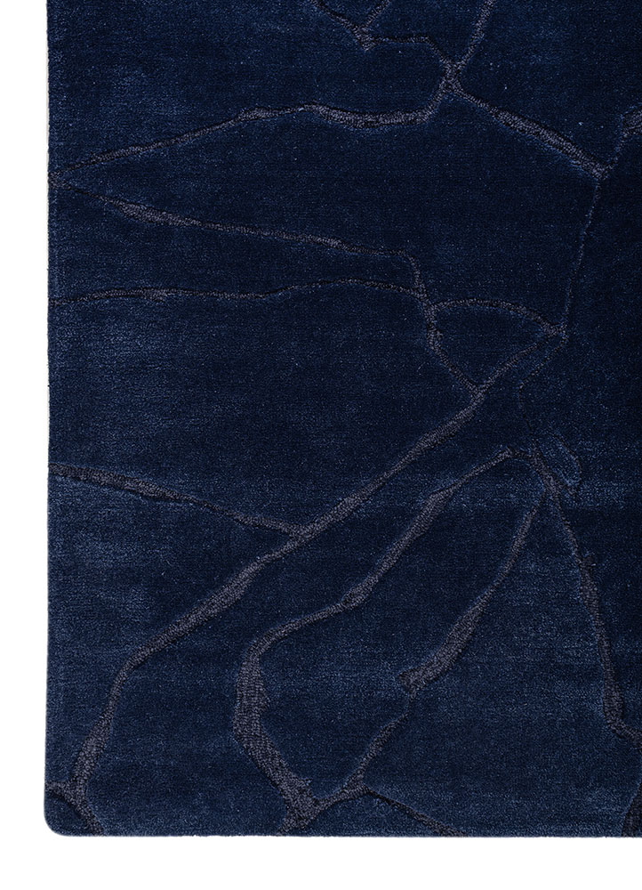 genesis blue wool and viscose hand tufted Rug - Corner