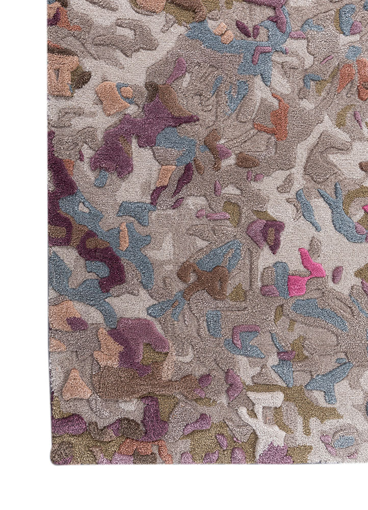 genesis pink and purple wool and viscose hand tufted Rug - Corner