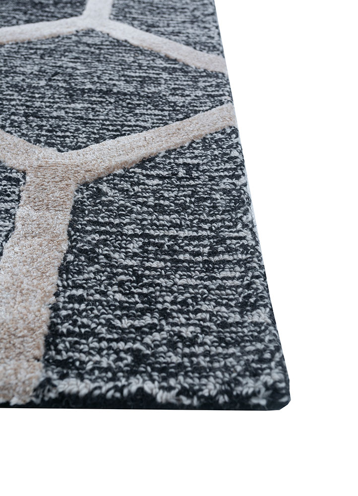 contour grey and black wool and viscose hand tufted Rug - Corner